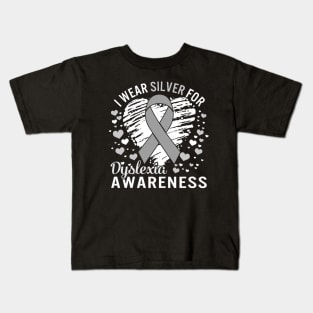 Dyslexia Awareness I Wear Silver Kids T-Shirt